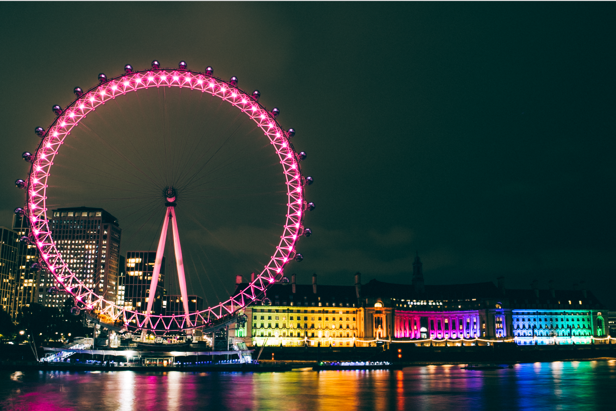 Photograph of London Eye & County Hall At Night on the river Thames in South West London