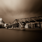 Photograph of Millennium Bridge and St Pauls Cathedral on the river Thames in the city of London
